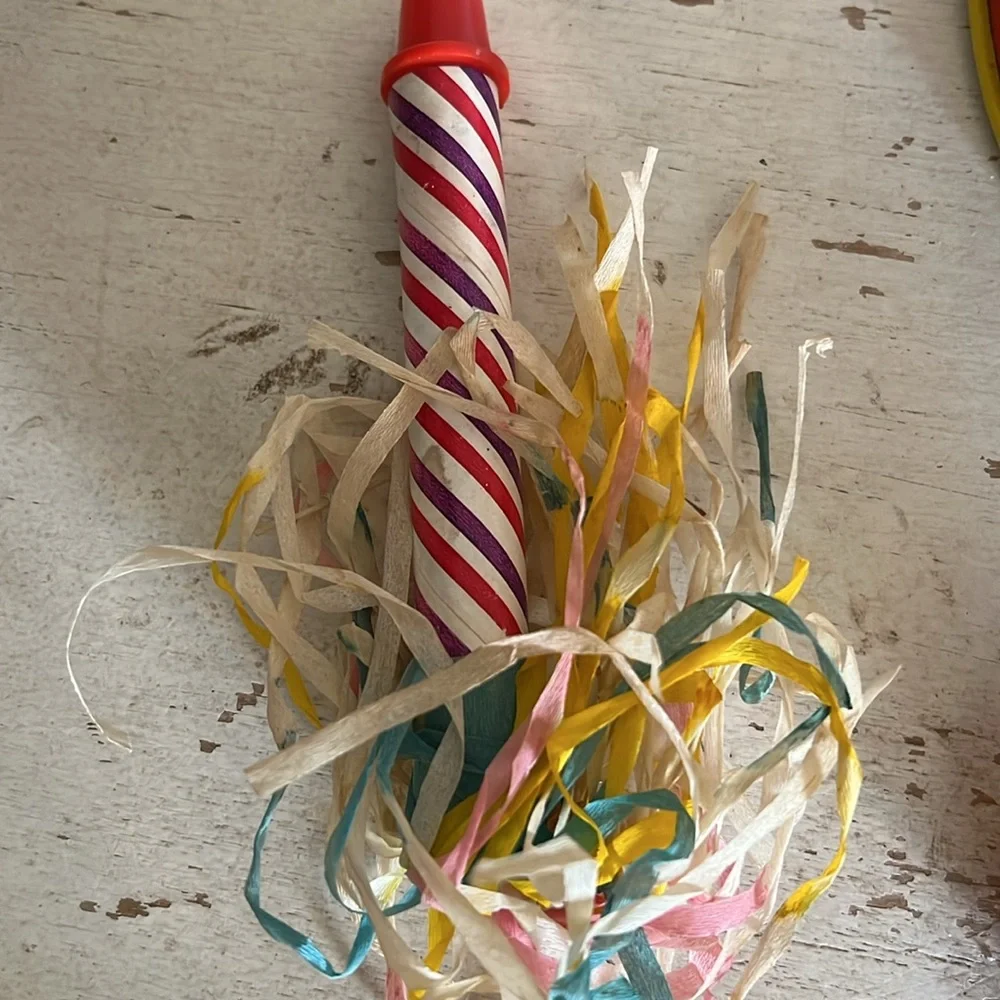 Vintage lot metal tin noise makers rattles whistle holiday party